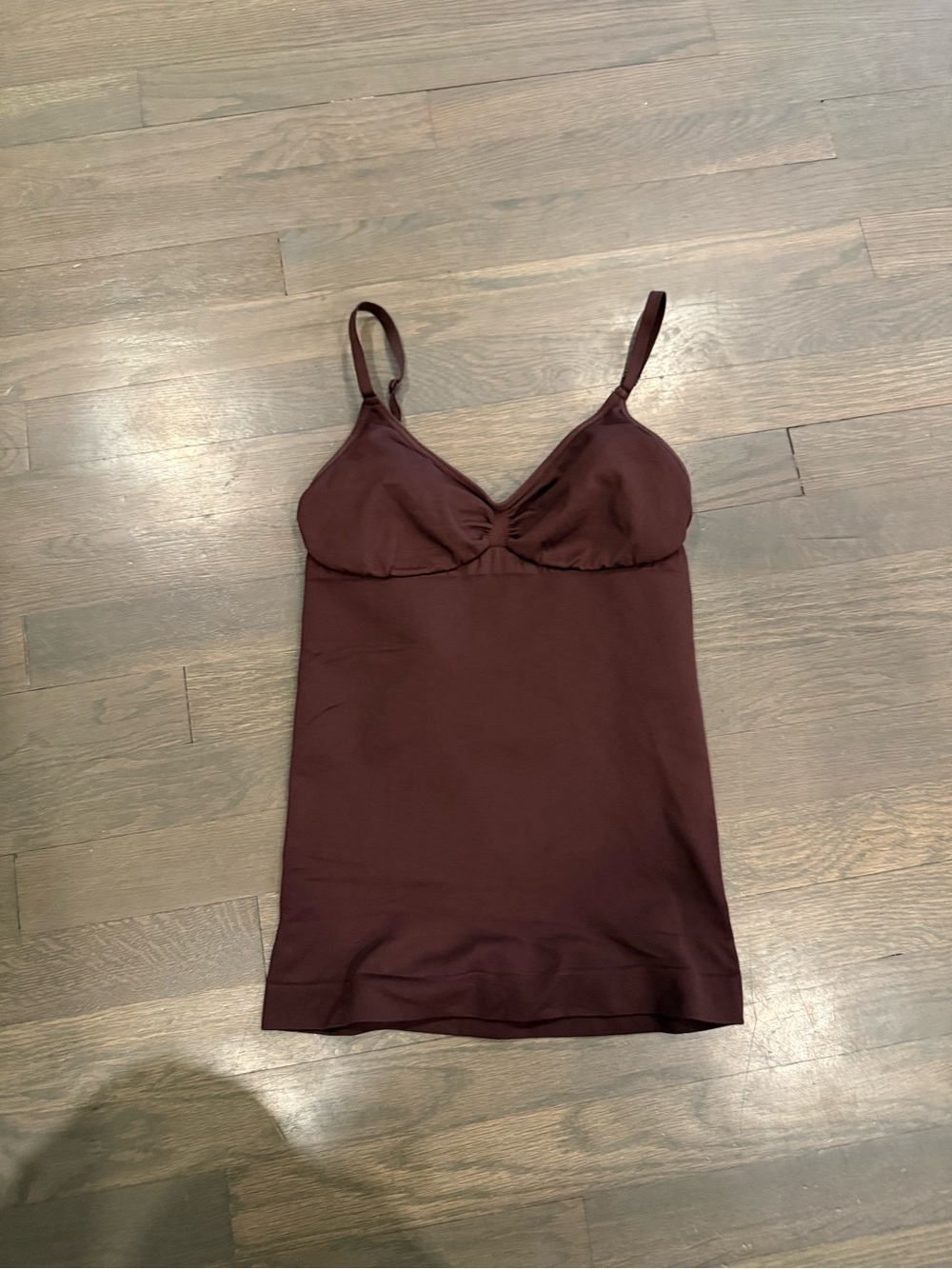 Stretch Burgundy Cami Slip Shapewear with Built-In Cups size medium